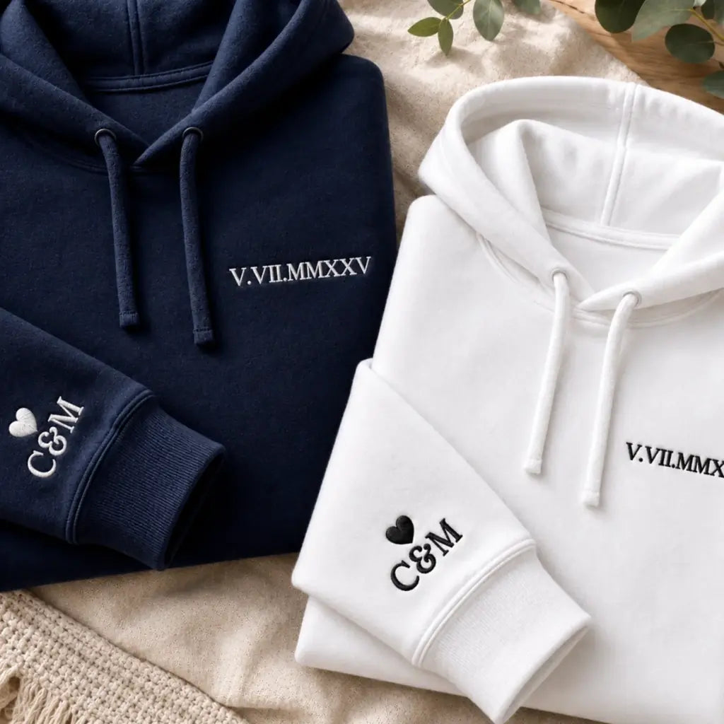 Sweat personnalisé couple brodé date – vue 2
