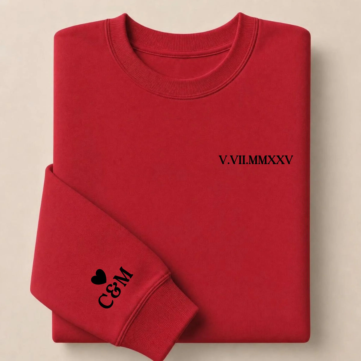Sweat personnalisé couple brodé date – vue 26