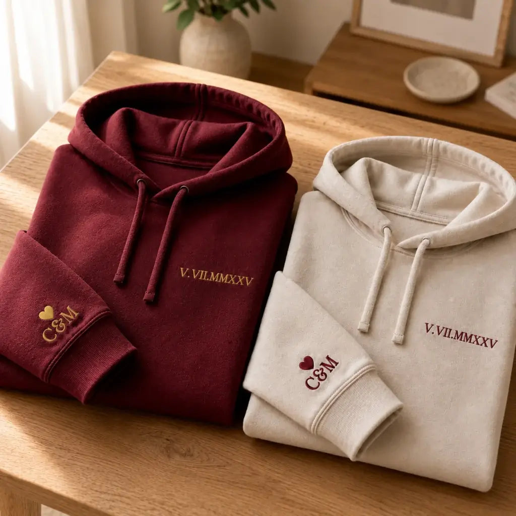 Sweat personnalisé couple brodé date – vue 7