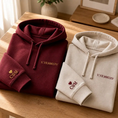 Sweat personnalisé couple brodé date – vue 7