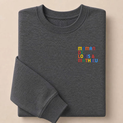 Sweat personnalisé Maman - Prénoms multicolore brodé – vue 23