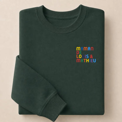 Sweat personnalisé Maman - Prénoms multicolore brodé – vue 27