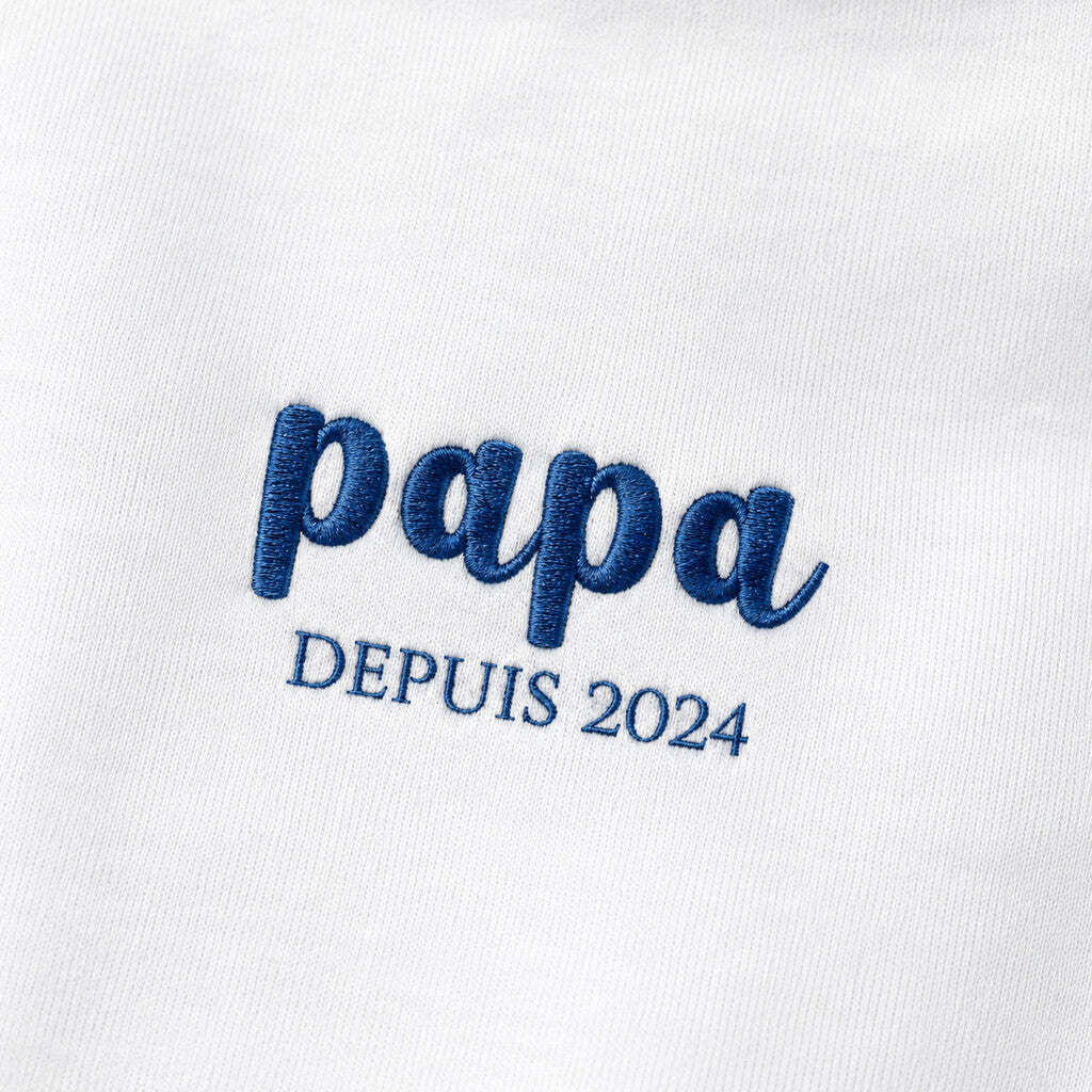 Sweat à capuche personnalisé papa brodé - Papa depuis et prénoms des enfants – vue 3