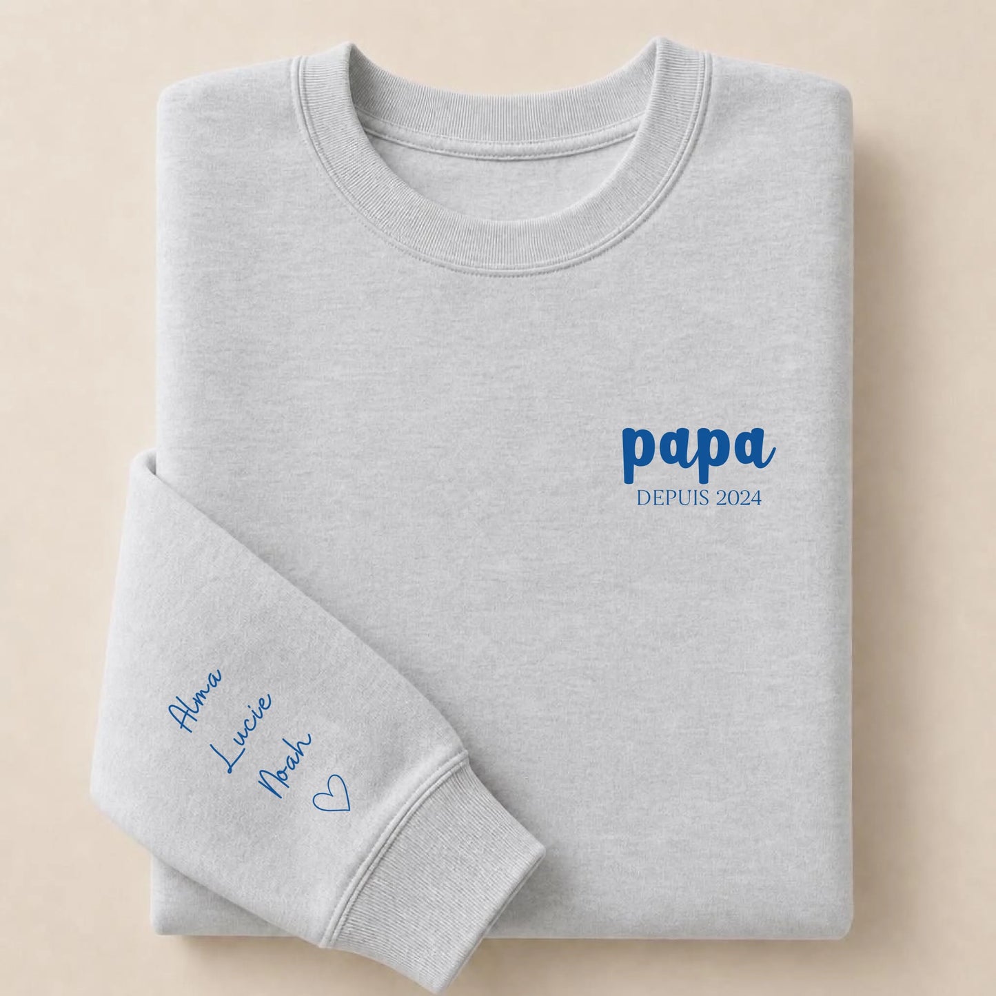 Sweat à capuche personnalisé papa brodé - Papa depuis et prénoms des enfants – vue 34