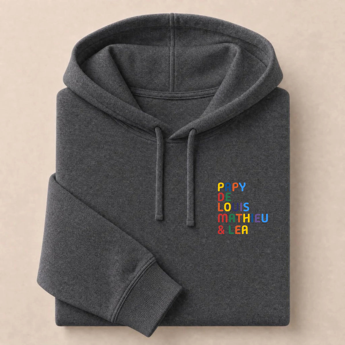Sweat personnalisé Papy - Prénoms multicolore brodé – vue 12