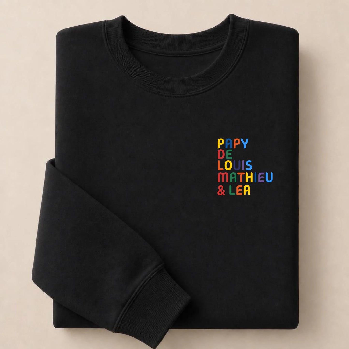 Sweat personnalisé Papy - Prénoms multicolore brodé – vue 18