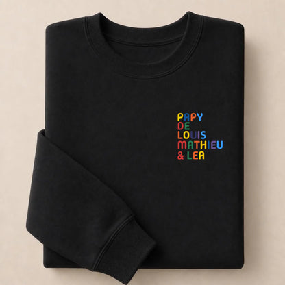 Sweat personnalisé Papy - Prénoms multicolore brodé – vue 18