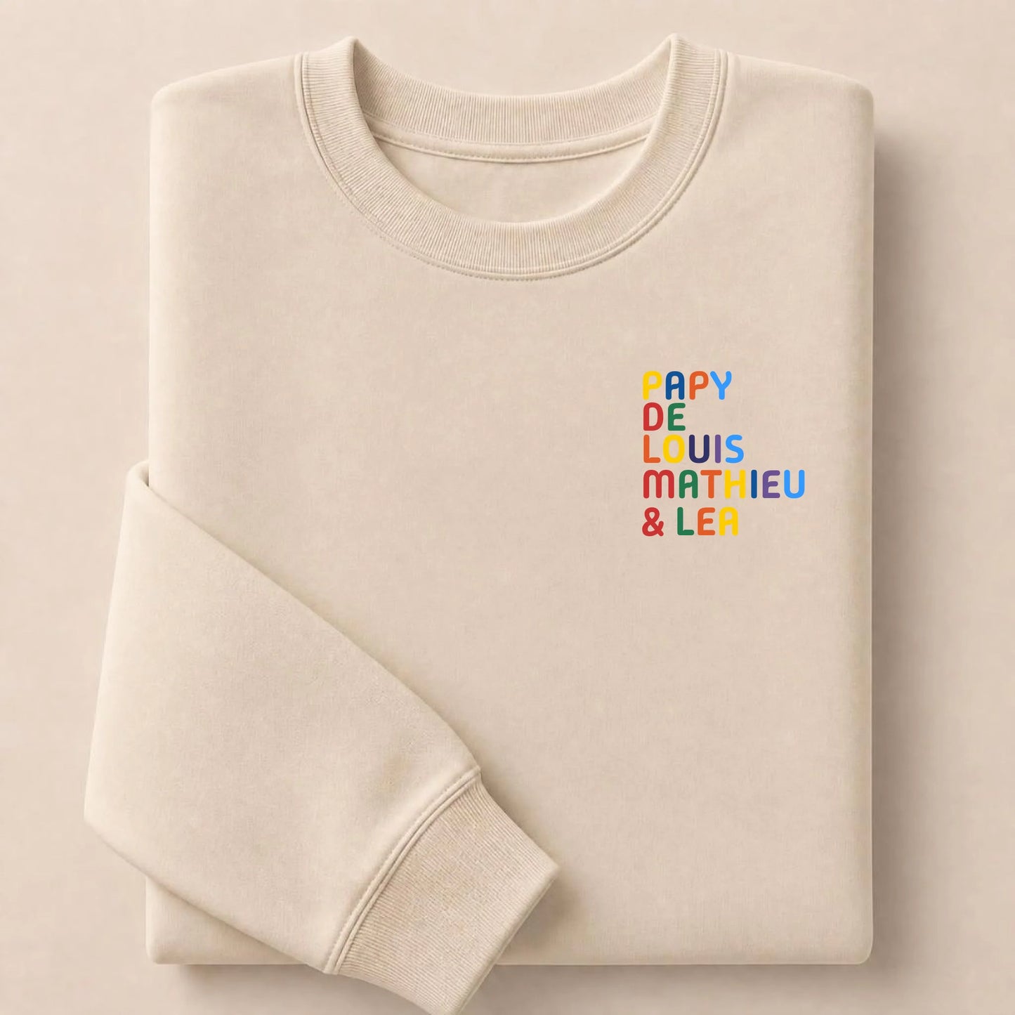 Sweat personnalisé Papy - Prénoms multicolore brodé – vue 19
