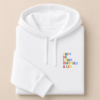 Sweat personnalisé Papy - Prénoms multicolore brodé – vue 2