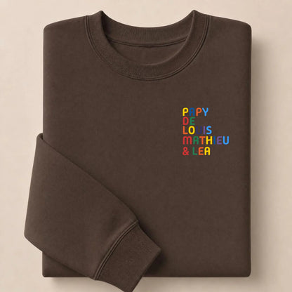 Sweat personnalisé Papy - Prénoms multicolore brodé – vue 22