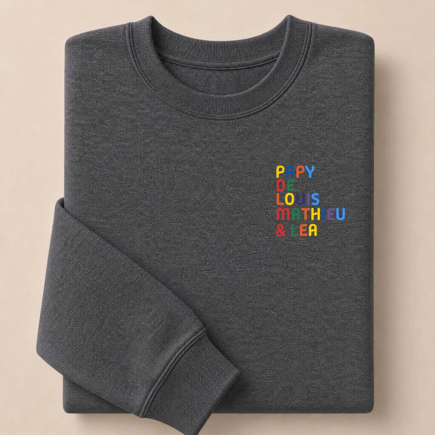 Sweat personnalisé Papy - Prénoms multicolore brodé – vue 23