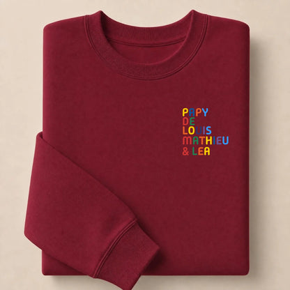 Sweat personnalisé Papy - Prénoms multicolore brodé – vue 26
