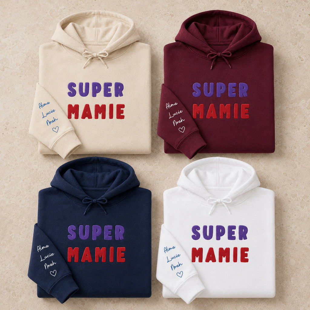 Sweat à capuche personnalisé mamie brodé - Super mamie – vue 2