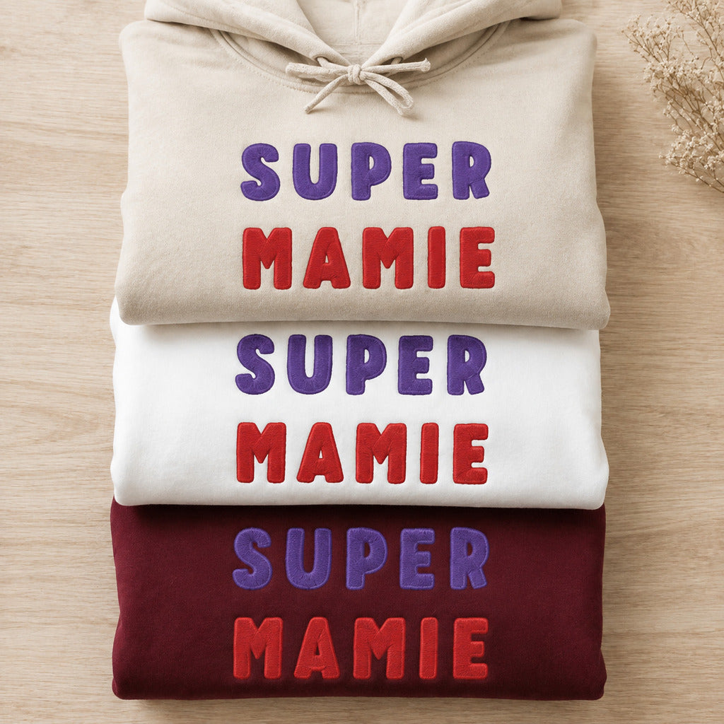 Sweat à capuche personnalisé mamie brodé - Super mamie – vue 7