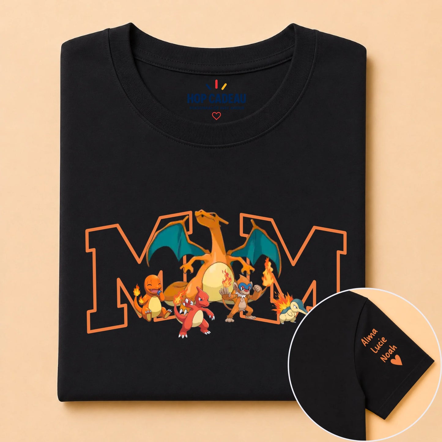 T-shirt personnalisé maman - Initiale et prénoms des enfants – vue 10