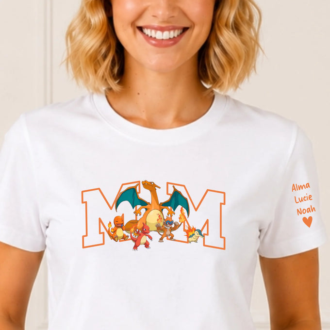 T-shirt personnalisé maman - Initiale et prénoms des enfants