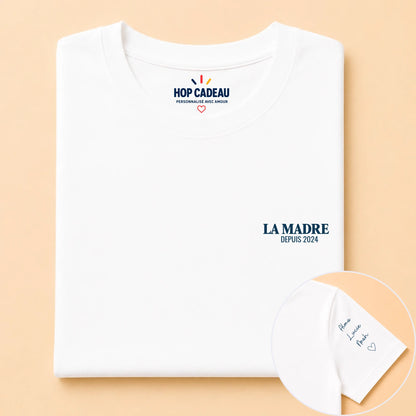 T-shirt La Madre personnalisé – Cœur, prénoms et année – vue 4