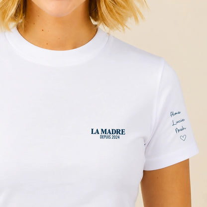 T-shirt La Madre personnalisé – Cœur, prénoms et année