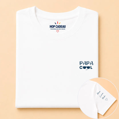 T-shirt Papa cool personnalisé – Cœur et prénoms – vue 3