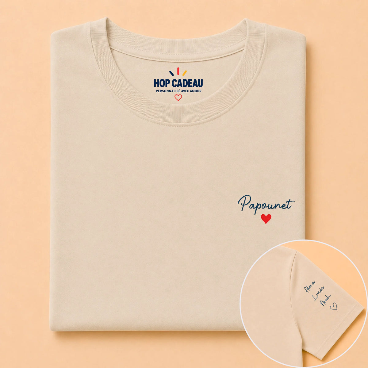 T-shirt personnalisé Papounet - Prénoms sur la manche – vue 15