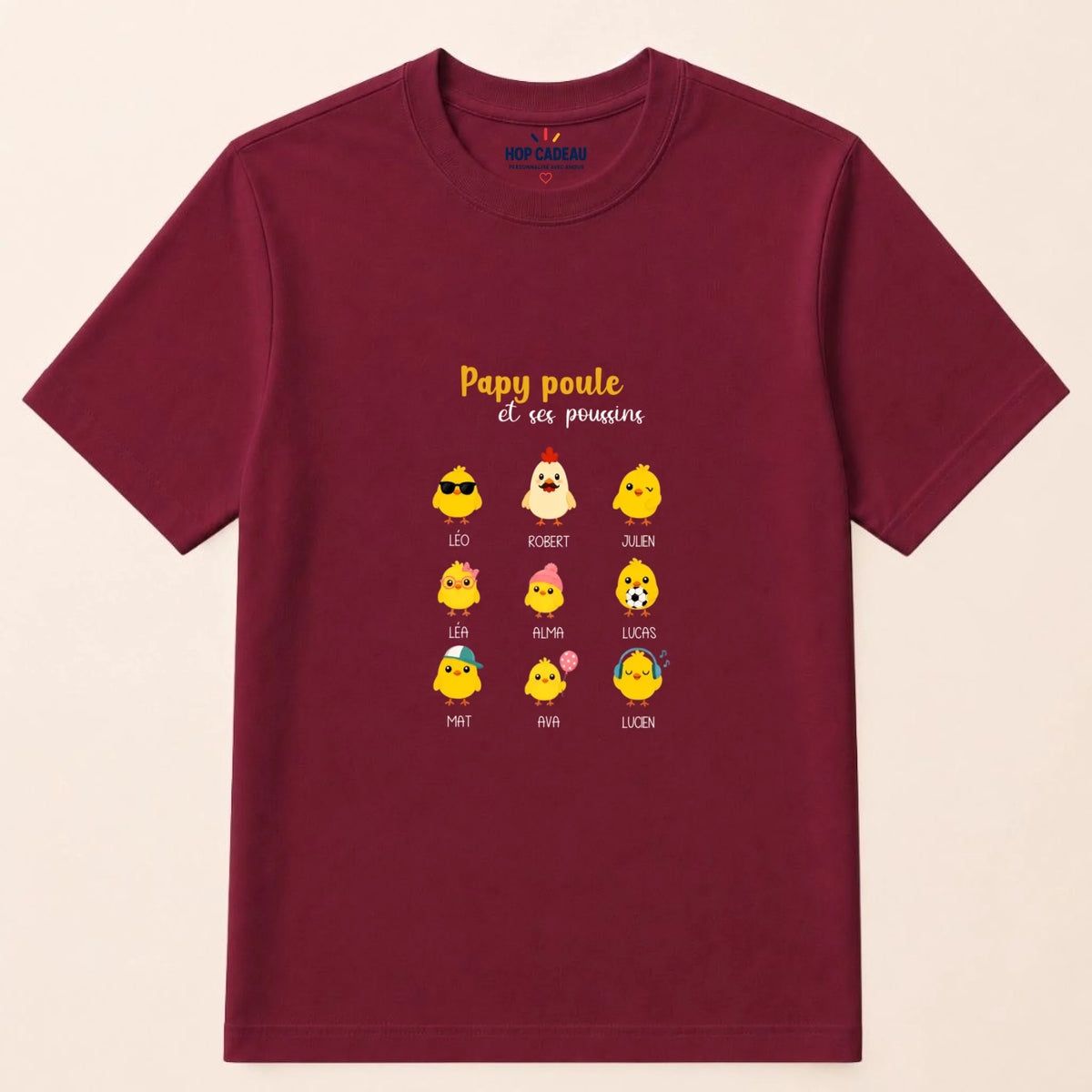 T-shirt personnalisé papy poule - Prénoms des petits-enfants – vue 11