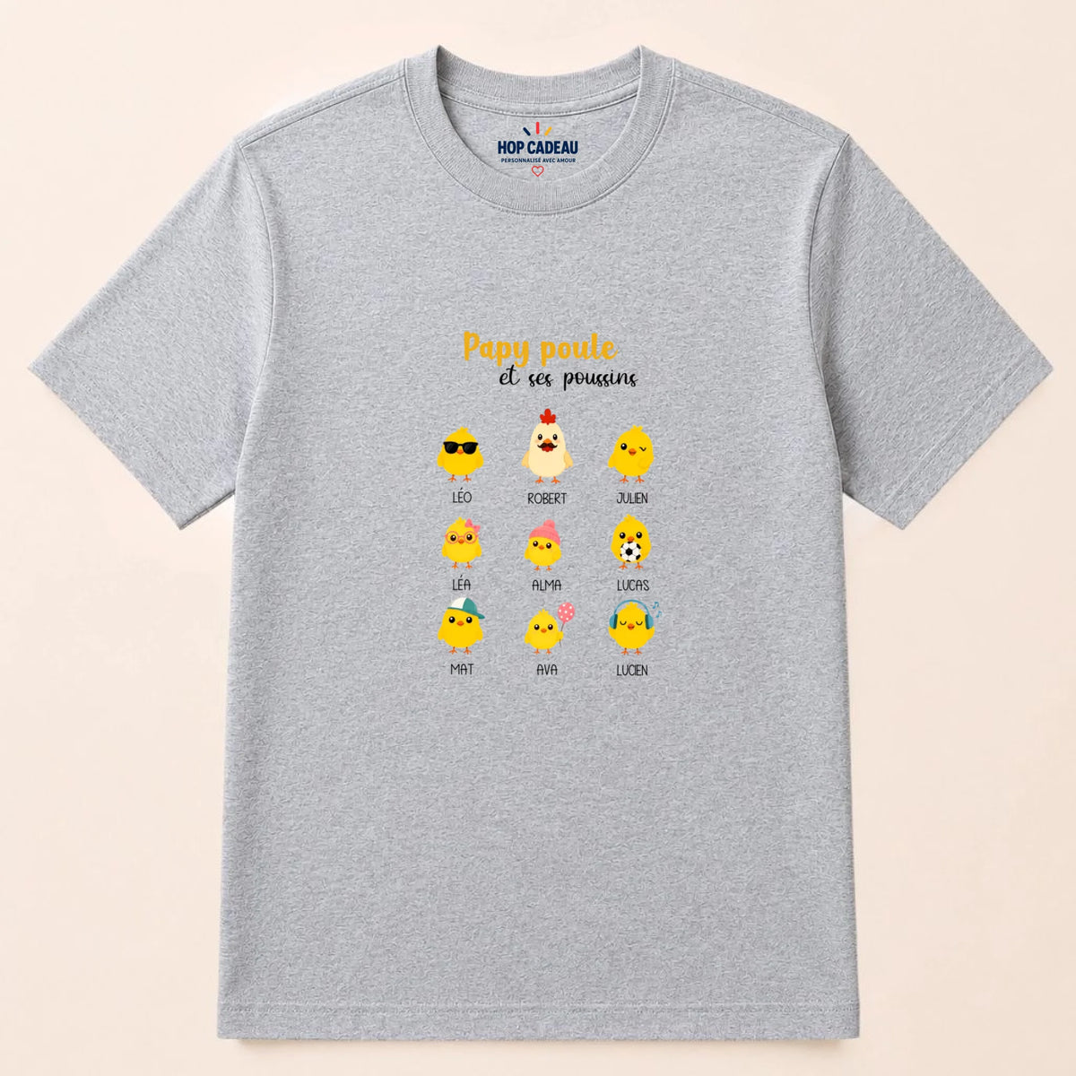 T-shirt personnalisé papy poule - Prénoms des petits-enfants – vue 7