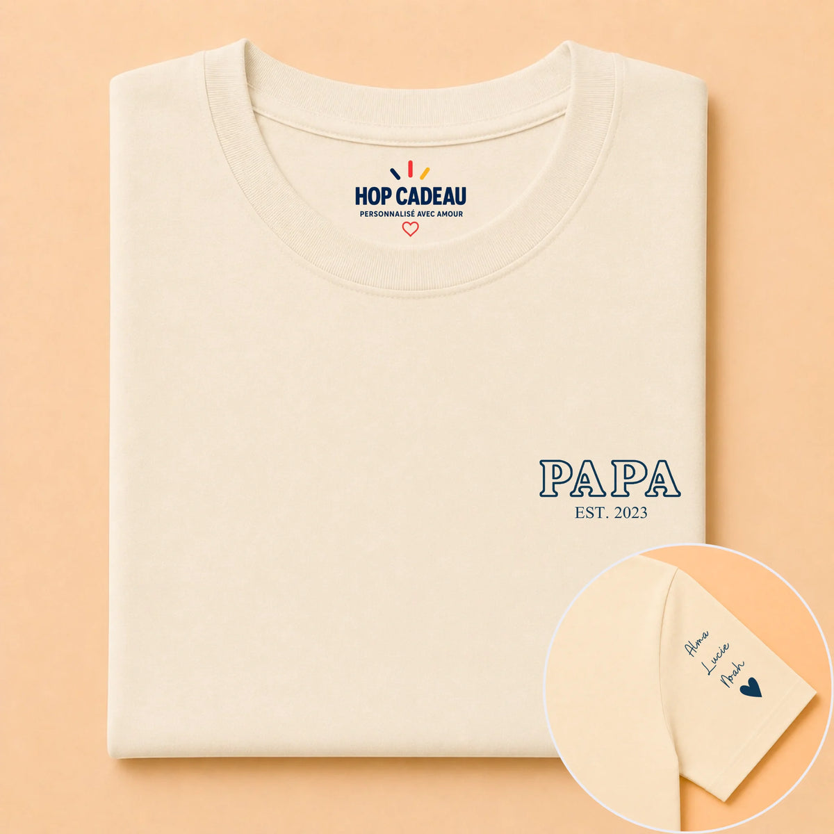 T-shirt personnalisé cadeau papa - Prénoms sur la manche – vue 11