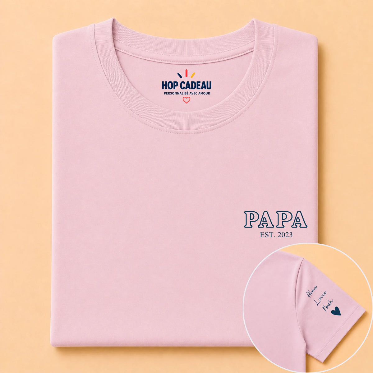 T-shirt personnalisé cadeau papa - Prénoms sur la manche – vue 8
