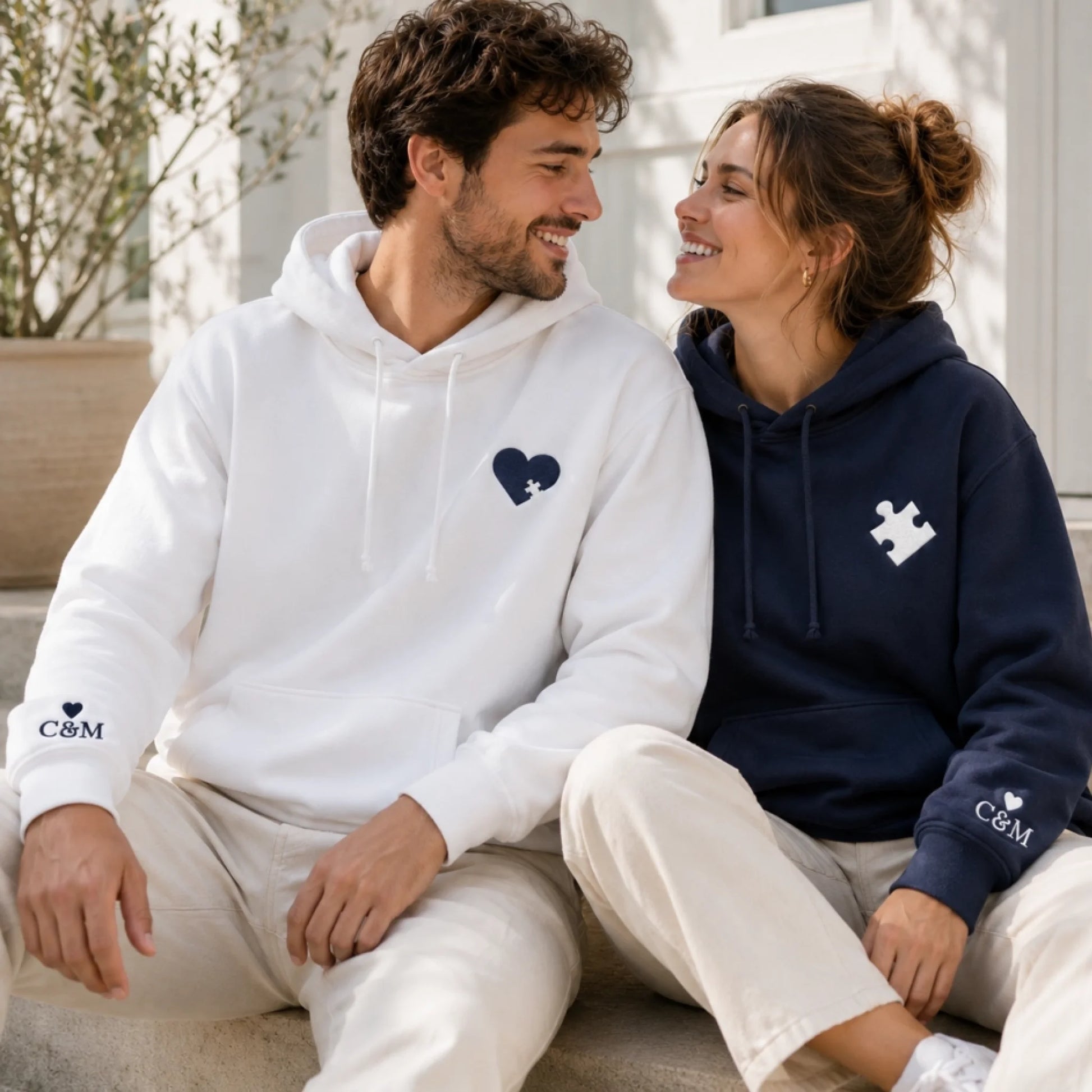 T-shirt personnalisé couple broderie – xqw