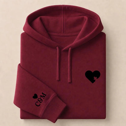 T-shirt personnalisé couple broderie – Hoodie Broderie Droite Rouge