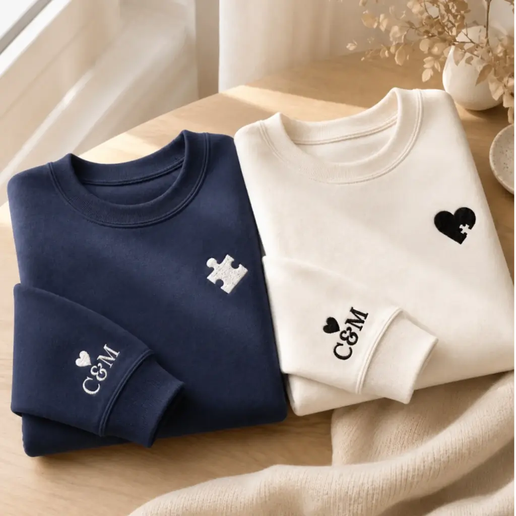 T-shirt personnalisé couple broderie – vue 40