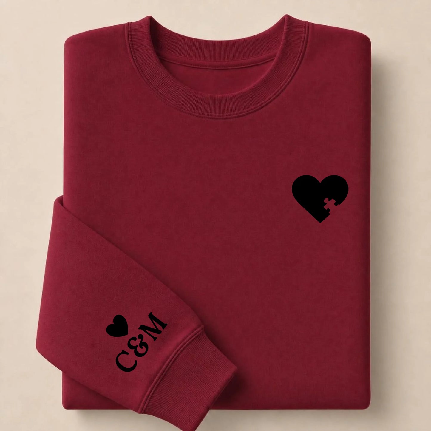 T-shirt personnalisé couple broderie – Hoodie Broderie Droite Rouge