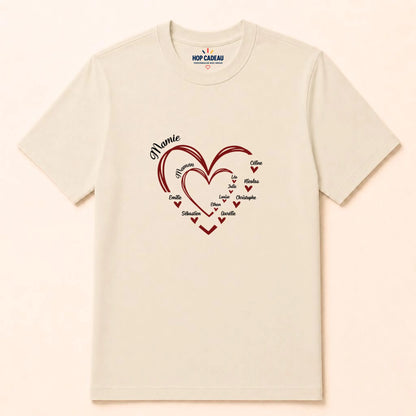 T-shirt Maman ou Mamie personnalisé – Cœurs et prénoms – vue 10