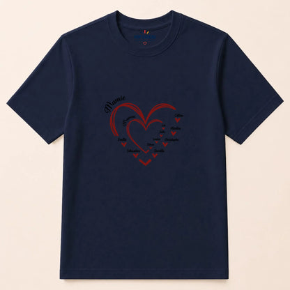 T-shirt Maman ou Mamie personnalisé – Cœurs et prénoms – vue 11