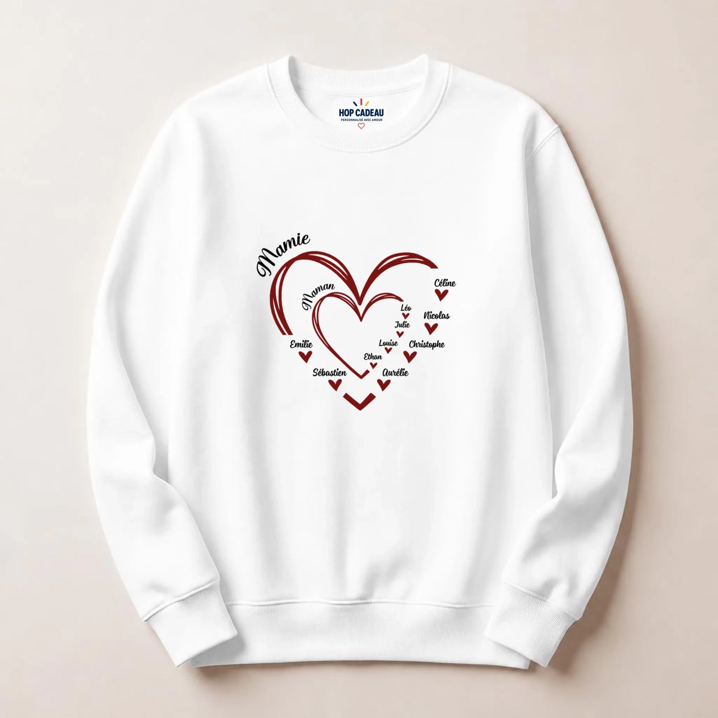 T-shirt Maman ou Mamie personnalisé – Cœurs et prénoms – vue 16