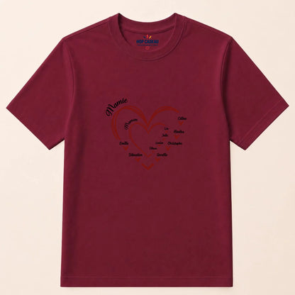 T-shirt Maman ou Mamie personnalisé – Cœurs et prénoms – vue 9