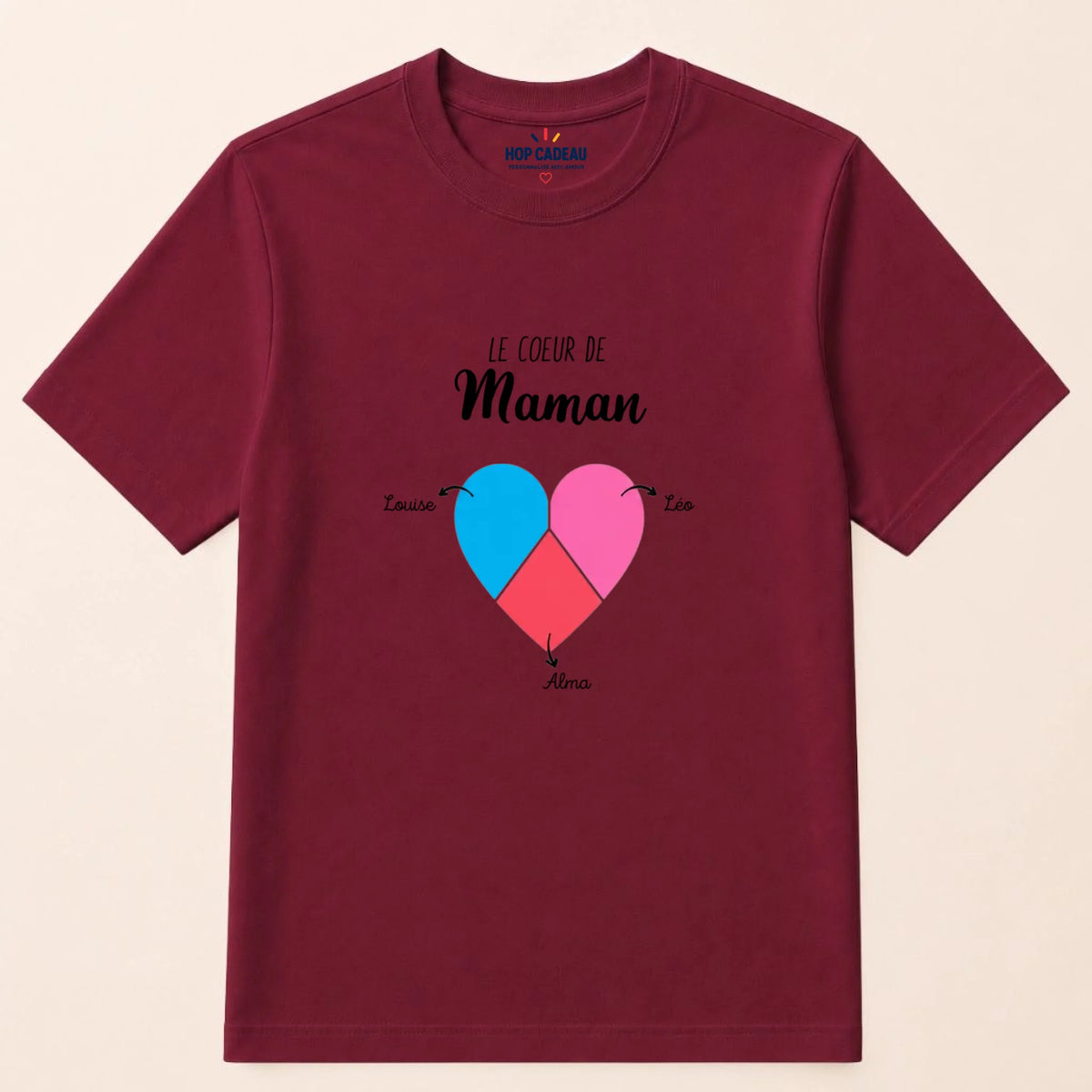 T-shirt Maman personnalisé – Cœur partagé – vue 10