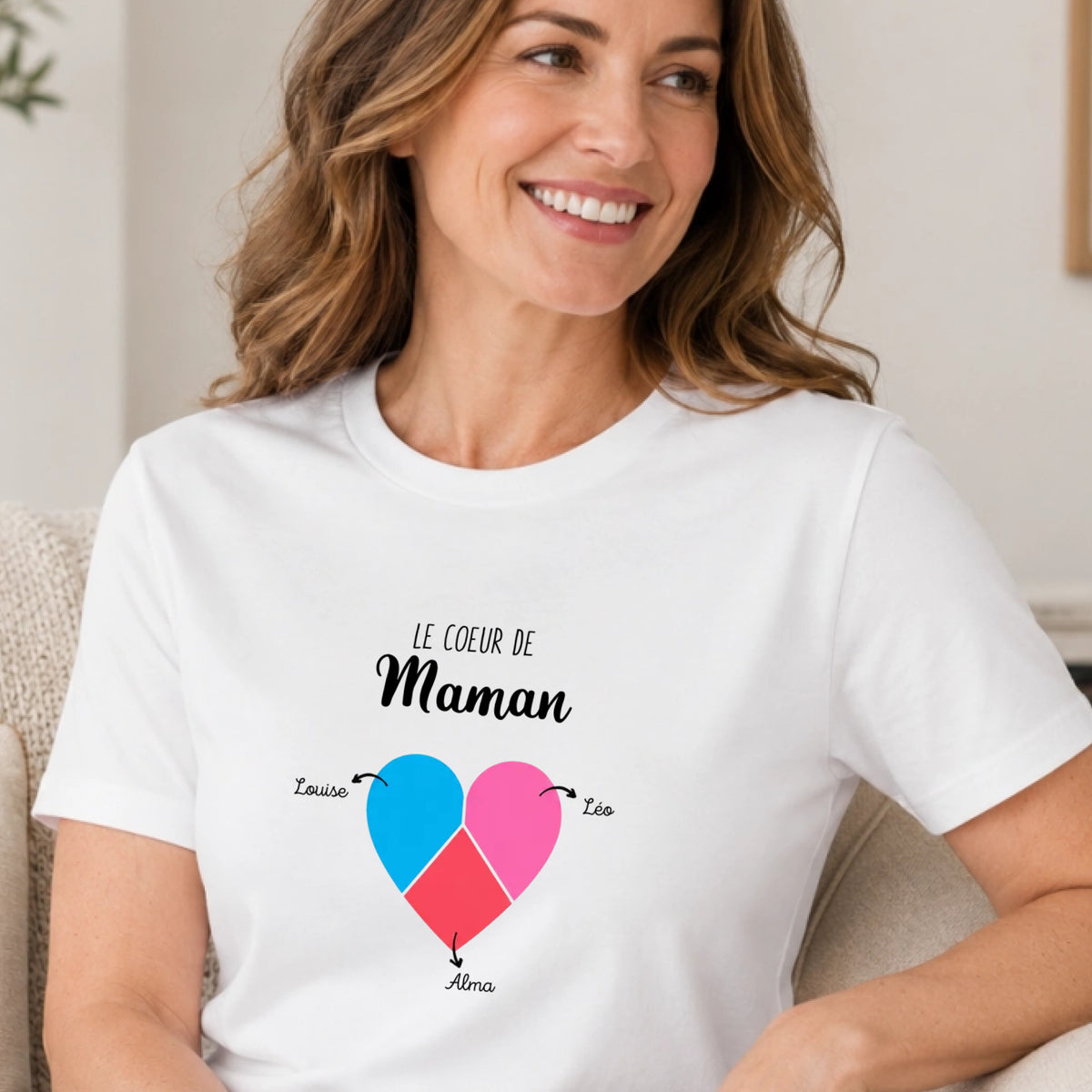 T-shirt Maman personnalisé – Cœur partagé – vue 2