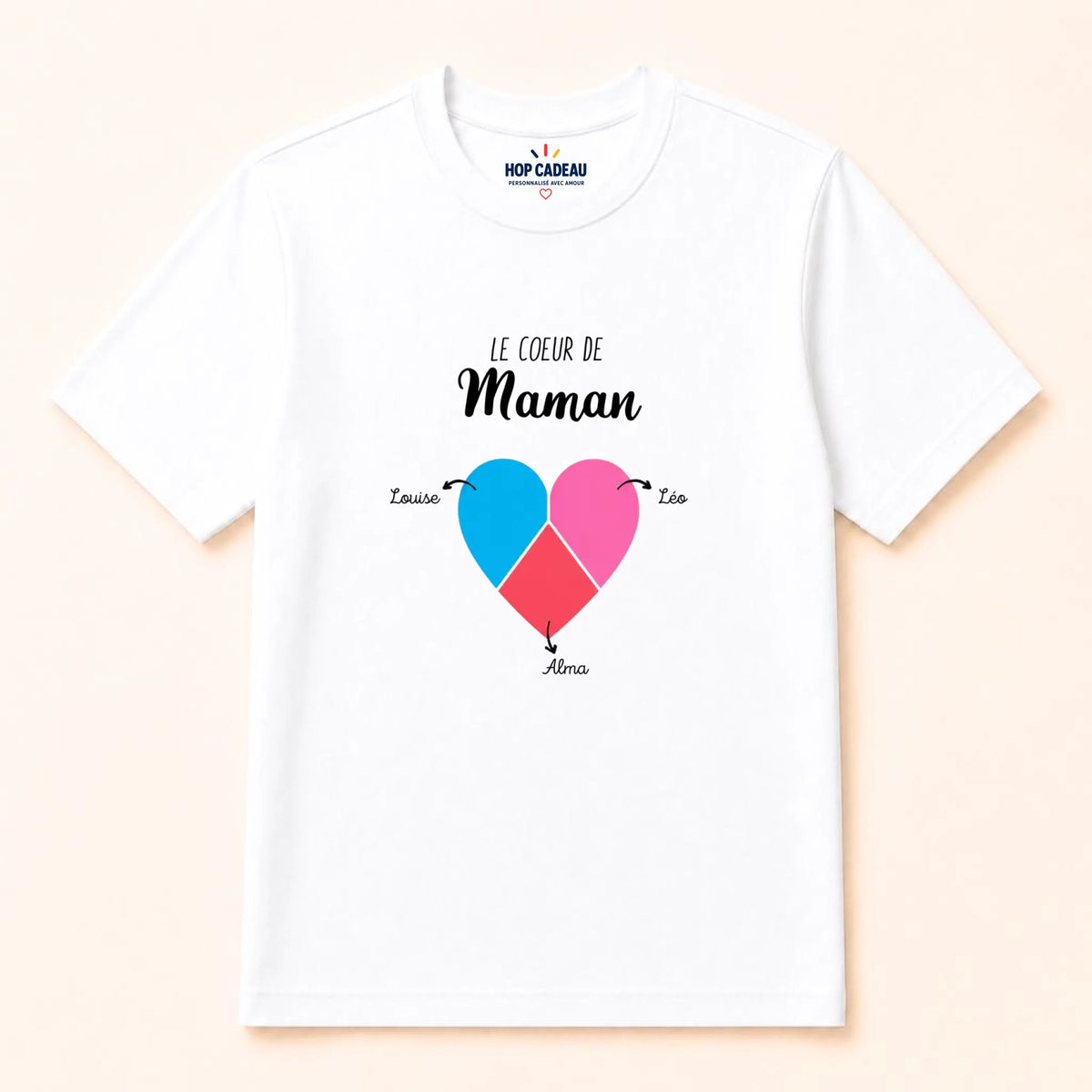 T-shirt Maman personnalisé – Cœur partagé – vue 3