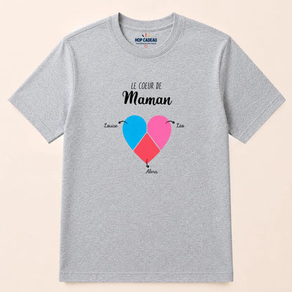 T-shirt Maman personnalisé – Cœur partagé – vue 6