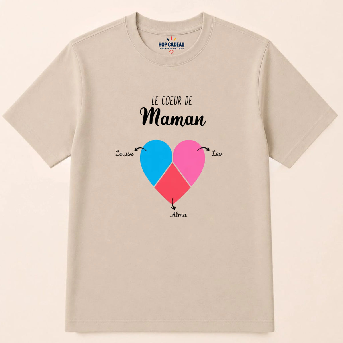 T-shirt Maman personnalisé – Cœur partagé – vue 7