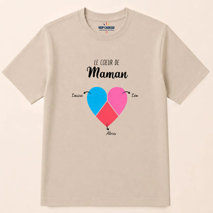 T-shirt Maman personnalisé – Cœur partagé – vue 7
