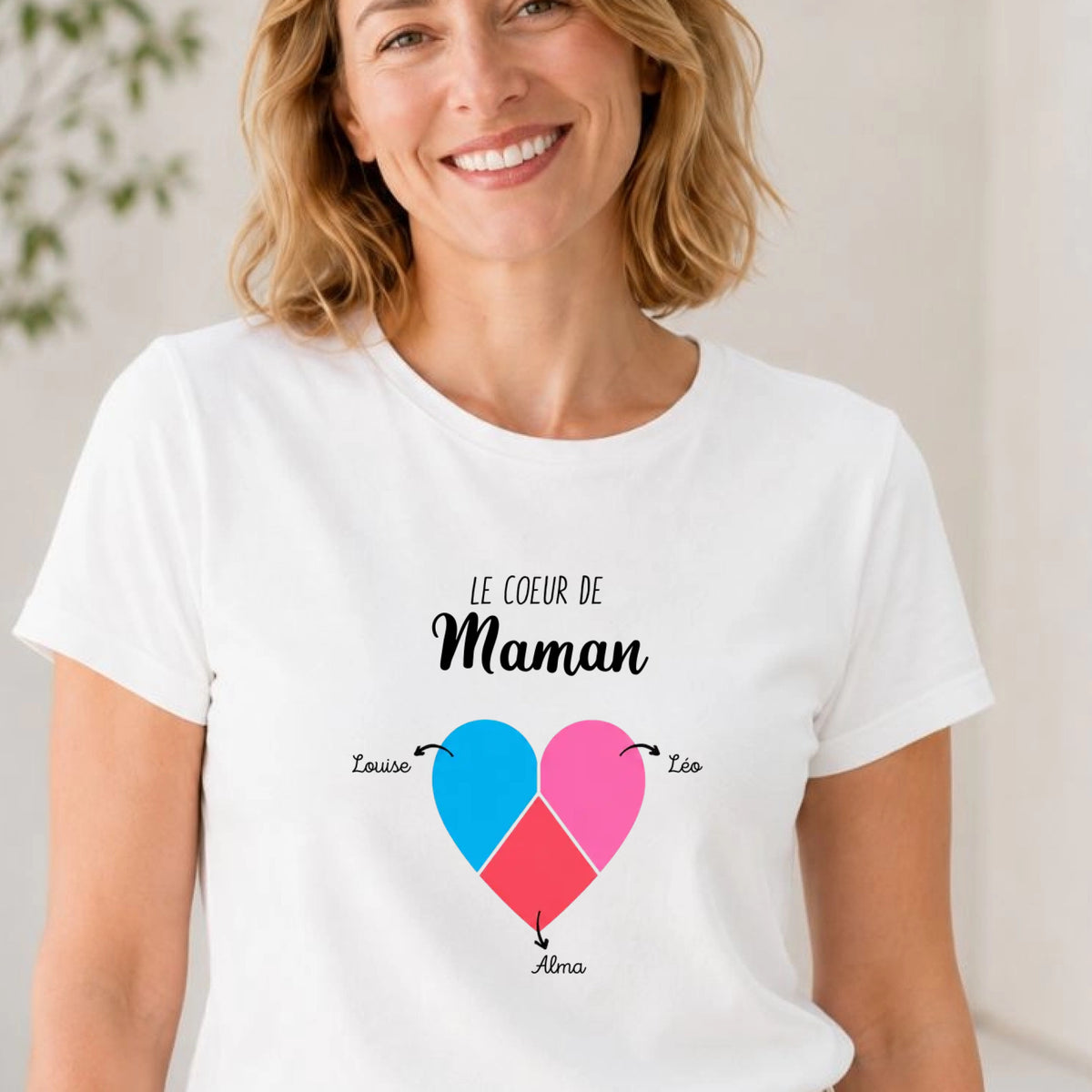 T-shirt Maman personnalisé – Cœur partagé