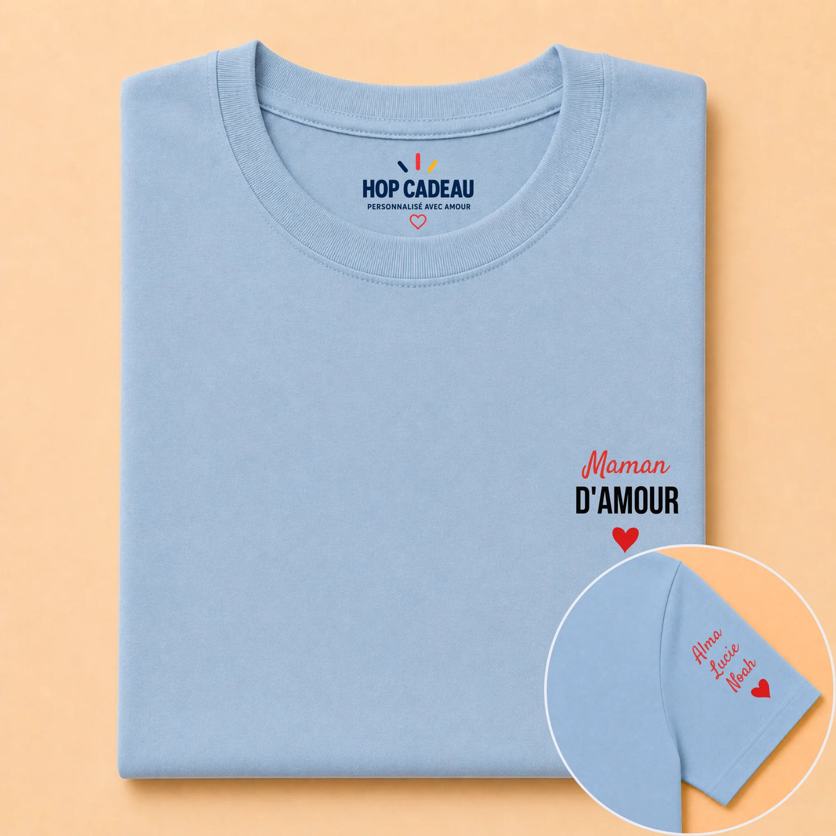T-shirt Maman d’amour personnalisé – Cœurs et prénoms – vue 13