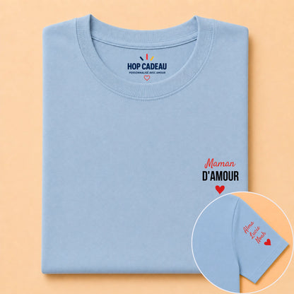 T-shirt Maman d’amour personnalisé – Cœurs et prénoms – vue 13