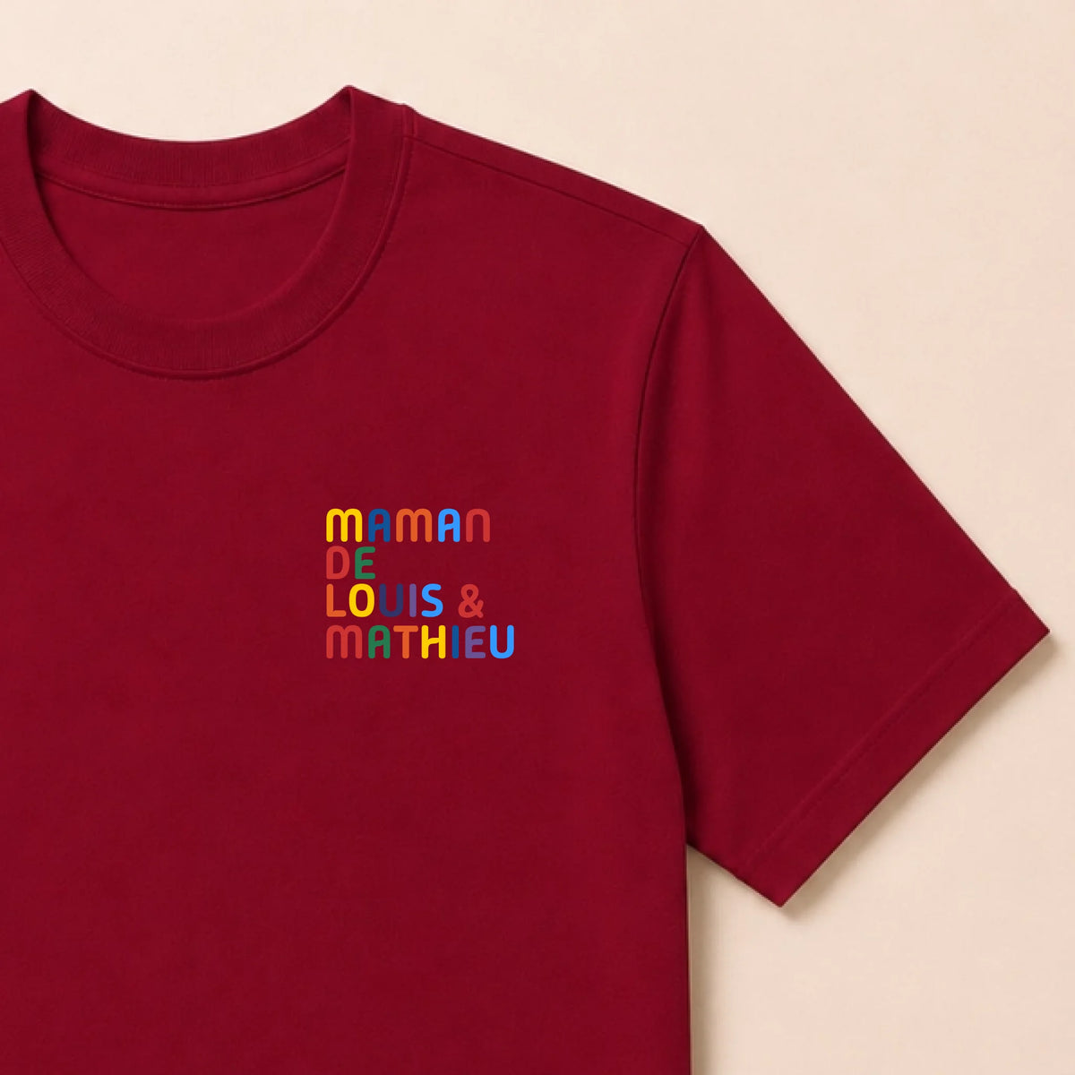 T-Shirt personnalisé Maman - Prénoms multicolore brodé – vue 13