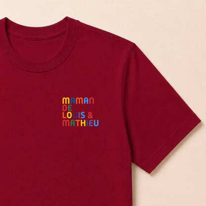 T-Shirt personnalisé Maman - Prénoms multicolore brodé – vue 13