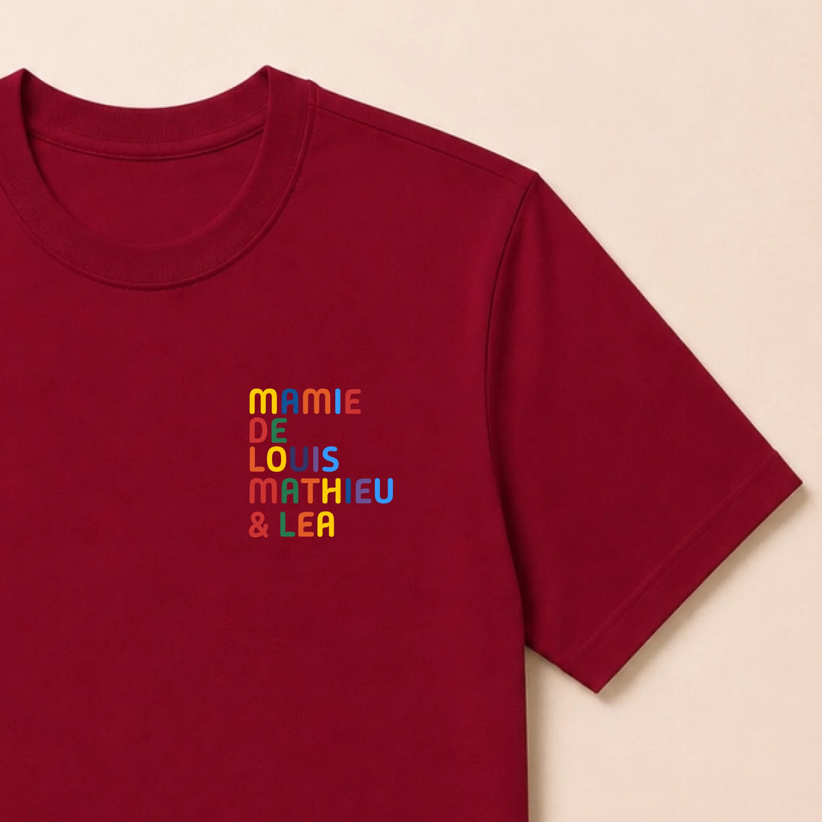 T-Shirt personnalisé Mamie - Prénoms multicolore brodé – vue 13