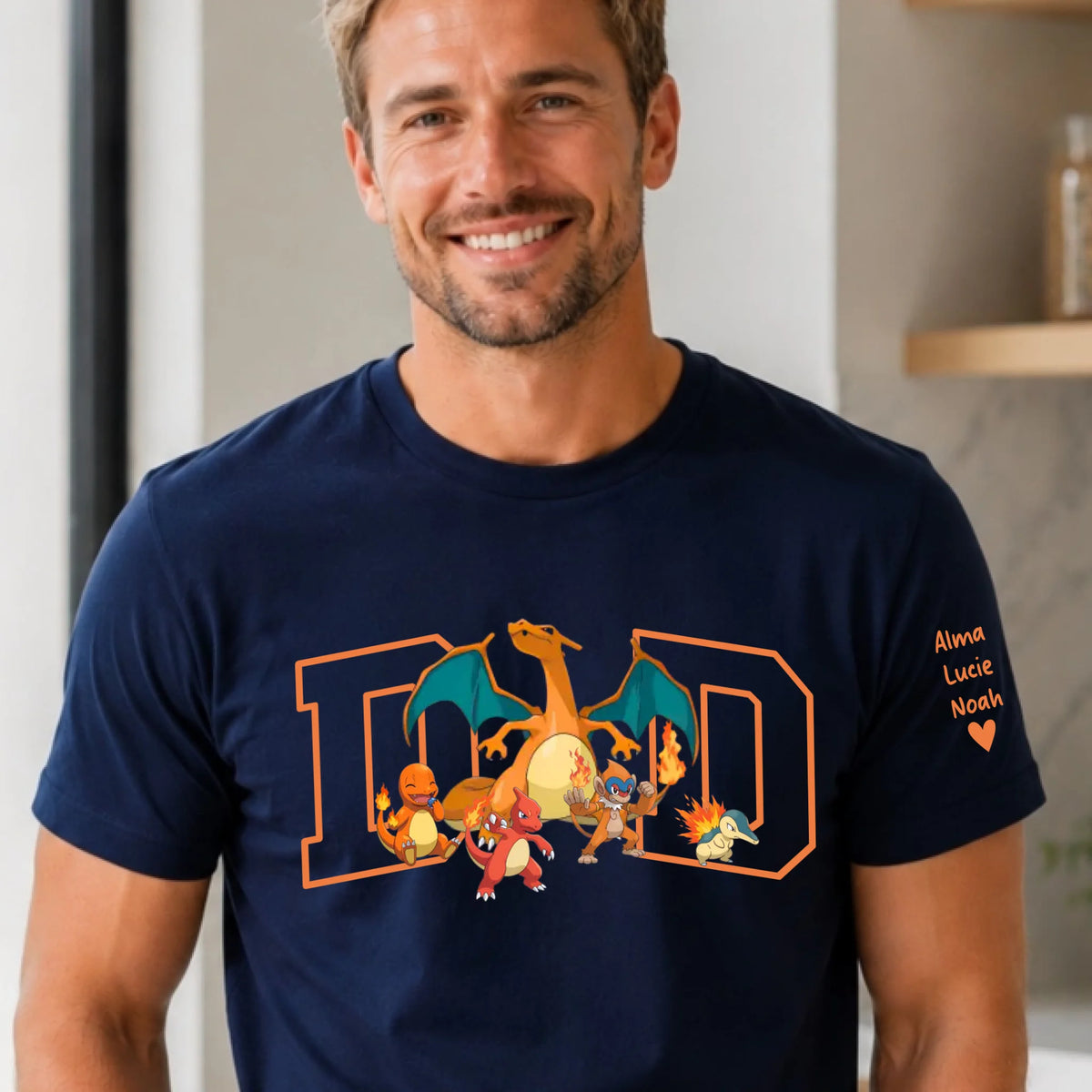 T-shirt Papa personnalisé – Ses petits monstres – vue 4