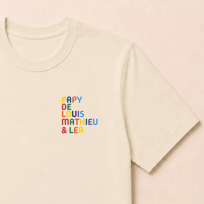 T-Shirt personnalisé Papy - Prénoms multicolore brodé – vue 9